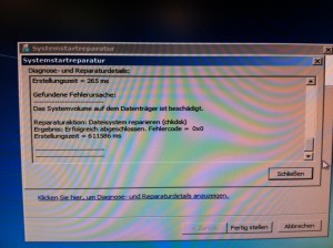 Fehler nach der System Widerherstellung